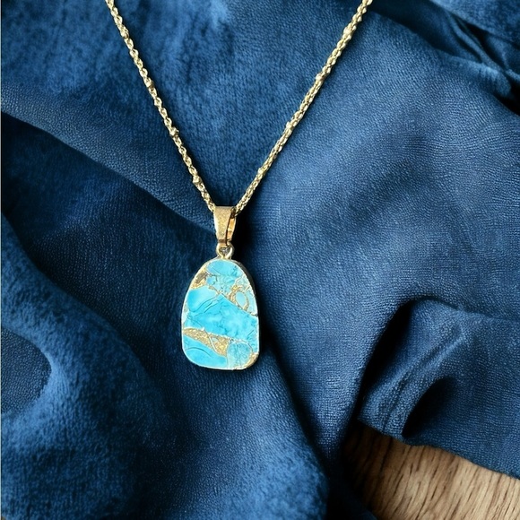 Copper Turquoise Gold Necklace